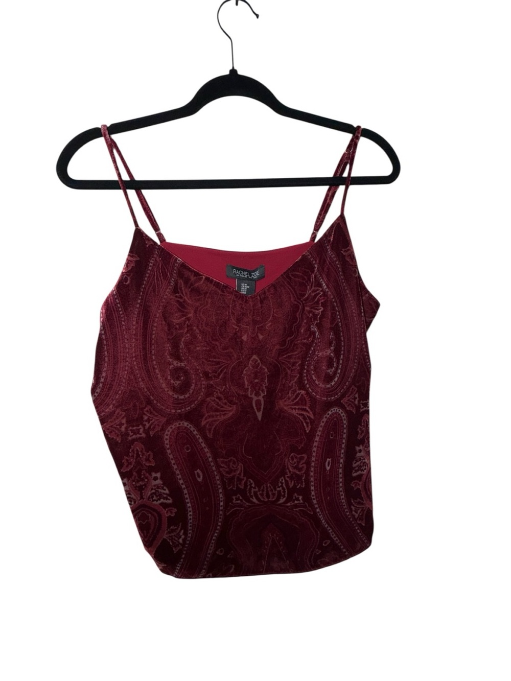 Rachel Zoe Burgundy Paisley Velvet Cami Top